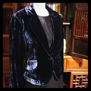 BCBG MaxAzria navy velvet riding jacket
